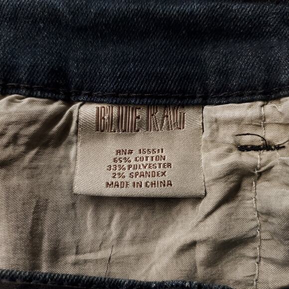 Blue Rag Jeans Womens 10 Dark Wash Blue Straight Leg Faded Stretch Trendy Modern - Picture 11 of 12